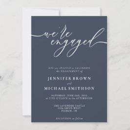 Invitación Minimal Navy Modern estamos comprometidos