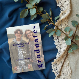 Invitación Minimal Photo Editorial Style Double Graduation