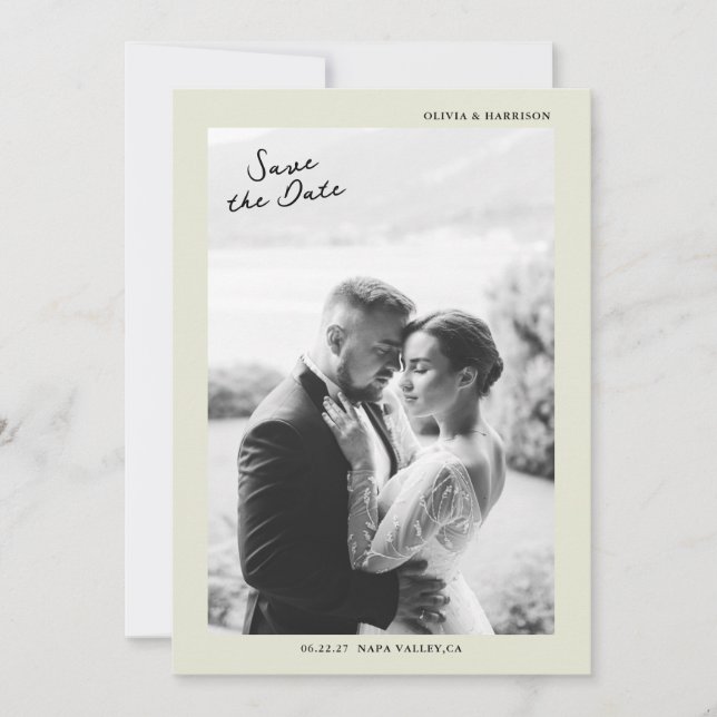 Invitación Minimal Photo Wedding Save the Date Card (Anverso)