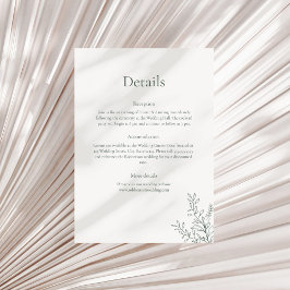 Invitación Minimal Sage Green Botanical Details Card