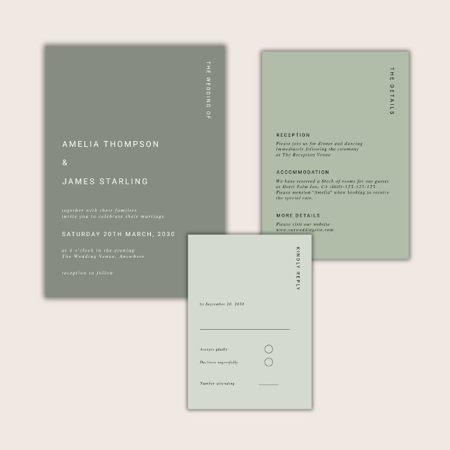 Invitación Minimal Sage Green Modern Simple Wedding (Subido por el creador)