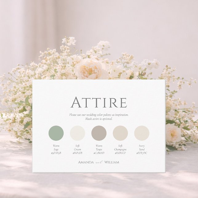 Invitación Minimal Sage Green Wedding Attire Color Palette (Subido por el creador)
