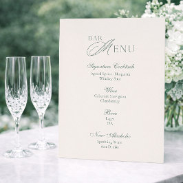 Invitación Minimal Sage Green Wedding Bar Menu Sign