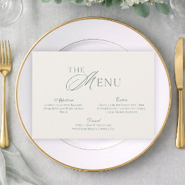 Invitación Minimal Sage Green Wedding Menu Card