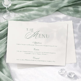 Invitación Minimal Sage Green Wedding Menu Card
