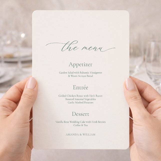 Invitación Minimal Sage Green Wedding Menu Card (Subido por el creador)