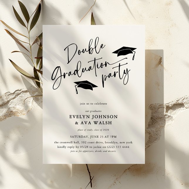 Invitación Minimal Script Double Graduation Party  (Subido por el creador)