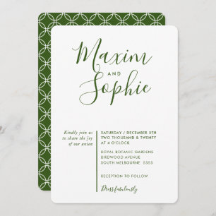 Invitación MINIMAL SCRIPT sencillo boda moderno verde