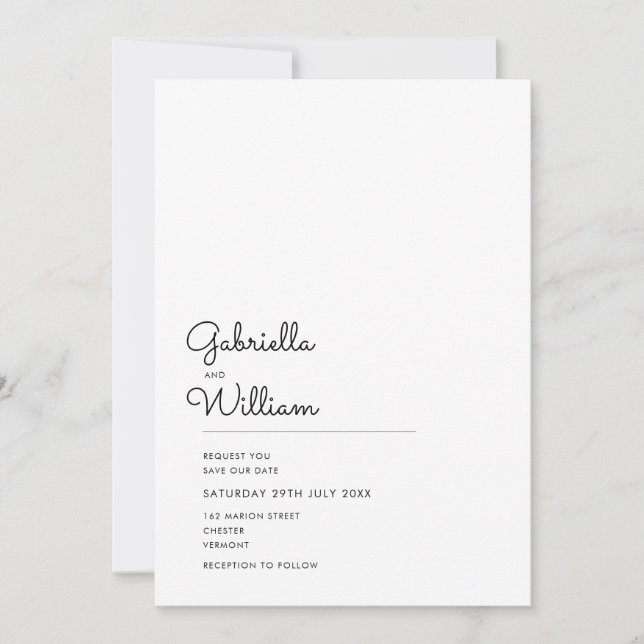 Invitación Minimal Script Tu Foto Guarda la Fecha (Anverso)