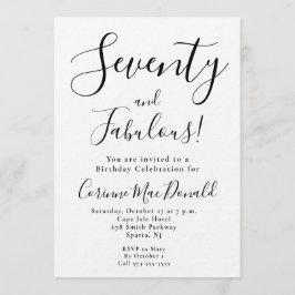 Invitación Minimal Seventy and Fabulous 70th Birthday Party