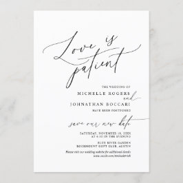 Invitación Minimal Simple, amor en paciente, boda pospuesta