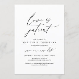 Invitación Minimal simple, el amor es paciente, boda pospuest