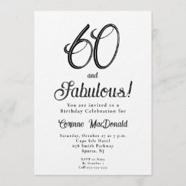 Invitación Minimal Sixty and Fabulous 60th Birthday Party