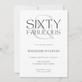 Invitación Minimal Sixty and Fabulous 60th Birthday Party