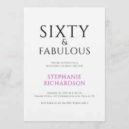 Invitación Minimal Sixty and Fabulous 60th Birthday Party
