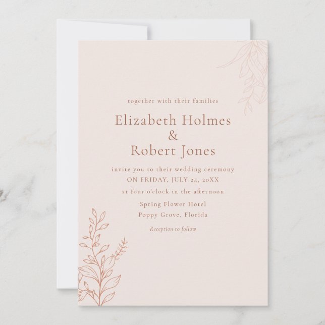 Invitación Minimal Terracotta Botanical Wedding Invitation (Anverso)