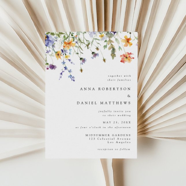 Invitación Minimal Watercolor Wildflower Wedding Invitation (Subido por el creador)