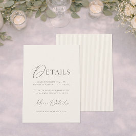 Invitación Minimal Wedding Details Card | Neutral Classic