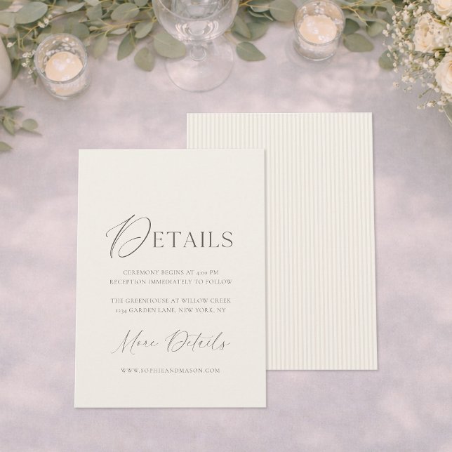 Invitación Minimal Wedding Details Card | Neutral Classic (Subido por el creador)