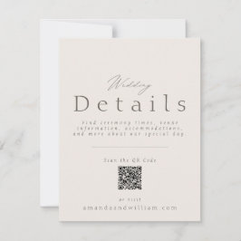 Invitación Minimal Wedding Details Card with QR Code