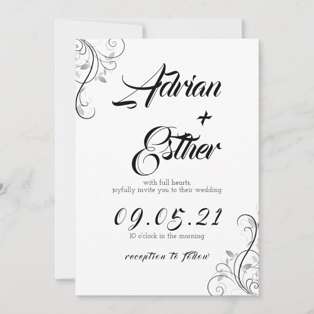 Invitación Minimal wedding invitation card (Anverso)