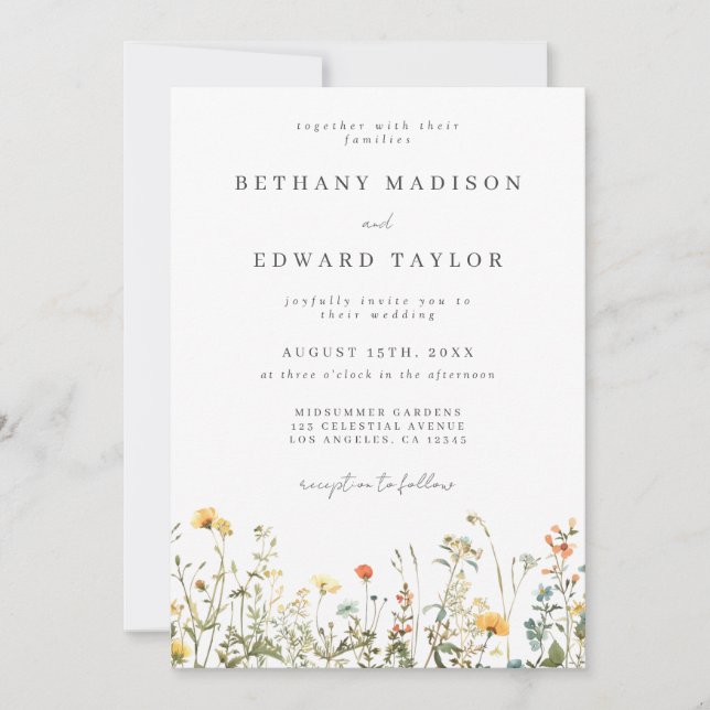 Invitación Minimal Wildflower All in One Wedding (Anverso)