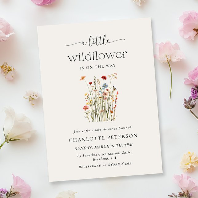 Invitación Minimal Wildflower Baby Shower Invitation (Subido por el creador)