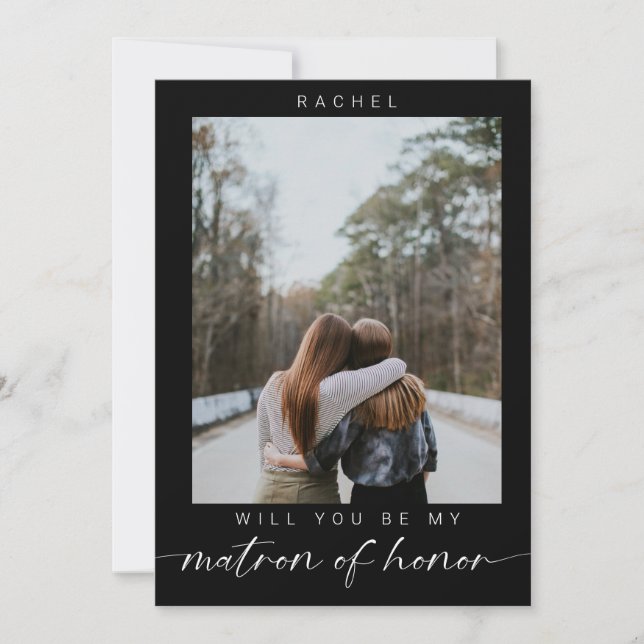 Invitación Minimal Will you be my Matron of Honor Photo Chic  (Anverso)