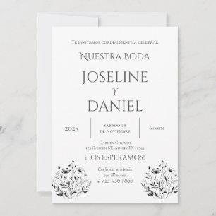 Invitación Minimalis Wedding Invitation in Spanish