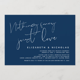 Invitación Minimalismo Azul Marino, Boda Fiesta de Elopement