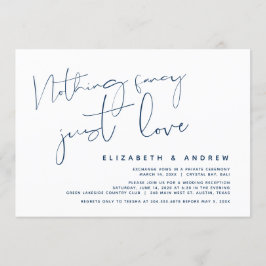 Invitación Minimalismo Azul Marino, Boda Fiesta de Elopement