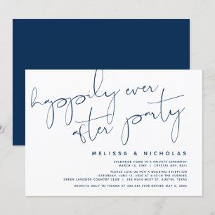 Invitación Minimalismo Azul Marino, Fiesta de Boda Fugaz