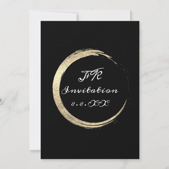 Invitación Mínimalismo blanco negro monogramas Iniciales de O (Anverso)