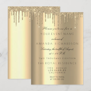 Invitación Minimalismo Brillante Goteo Champán Dorado de Cump