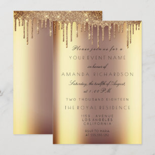 Invitación Minimalismo Brillante Goteo Oro Cumpleaños Sepia O