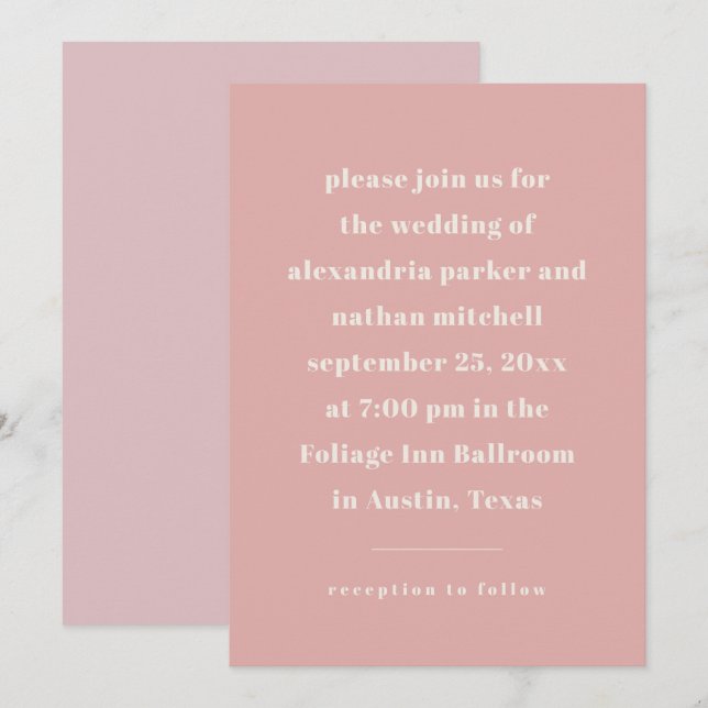 Invitación Minimalismo colorido | Rosa moderno (Anverso / Reverso)