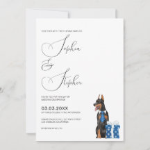 Minimalismo con boda de perro Doberman