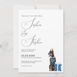 Invitación Minimalismo con boda de perro Doberman