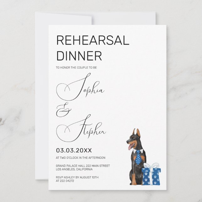Invitación Minimalismo con ensayo de Ilustracion de perro (Anverso)