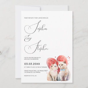 Invitación Minimalismo con un Boda de gatos