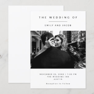 Invitación Minimalismo elegante   Boda de fotografías en blan