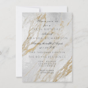 Invitación Minimalismo Gris Oro Blanco Mármol Gris Plateado V