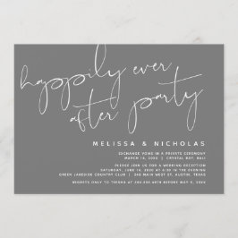 Invitación Minimalismo Gris Oscuro, Boda Elopement Fiesta