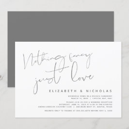 Invitación Minimalismo Gris Oscuro, Boda Fiesta de Elopamient
