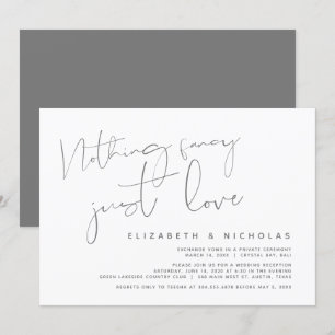 Invitación Minimalismo Gris Oscuro, Boda Fiesta de Elopamient