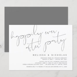 Invitación Minimalismo Gris Oscuro, Boda Fiesta de Elopement