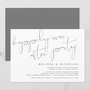 Invitación Minimalismo Gris Oscuro, Boda Fiesta de Elopement