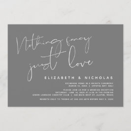 Invitación Minimalismo Gris Oscuro, Boda Fiesta de Elopement