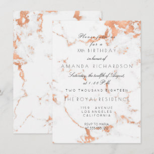 Invitación Minimalismo Mármol Gris Blanco Rosa Oro Cumpleaños