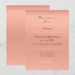 Invitación Minimalismo Salmón Melocotón Coral Blanco Cumpleañ
